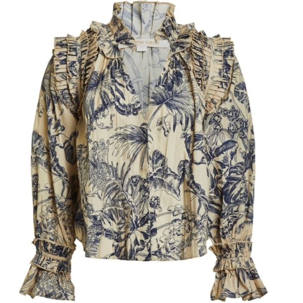 Love the Label Yaffe Print Jesse Top Ecru Blouse XS MINT CONDITION